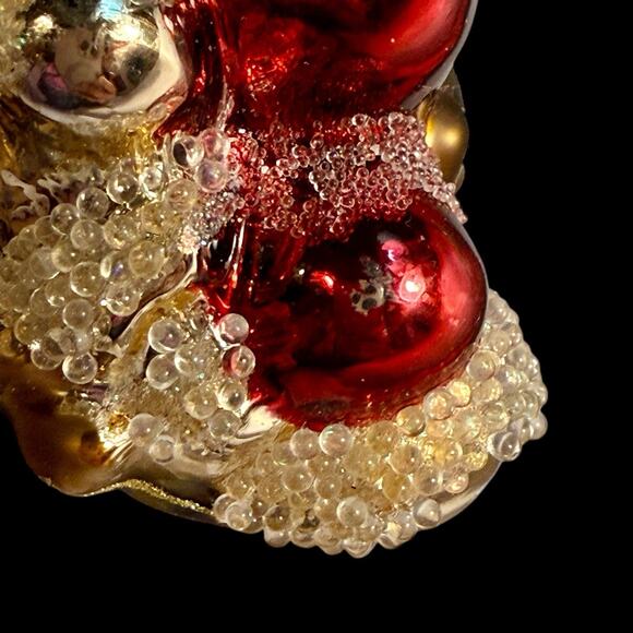 VTG Polanaise Hand Blown Glass Grape Cluster Christmas Ornament Frit Glitter 6” - Picture 9 of 12